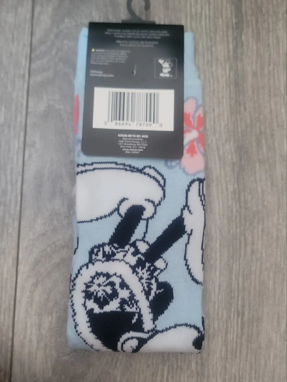 Disney Mickey Mouse Light Blue Floral 'Aloha' Casual Crew Socks